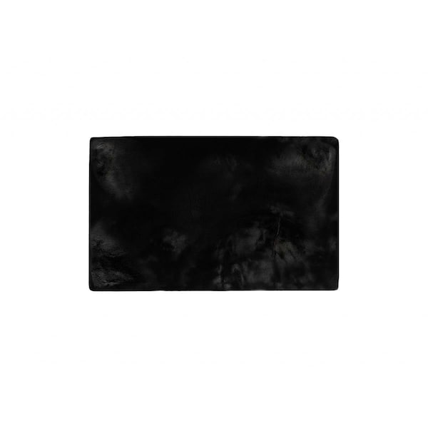 Dare2Decor 3 x 5 ft. Luxe Faux Rabbit Fur Rectangular Rug, Black - 60 x 36 x 1 in. DA3094441 - main